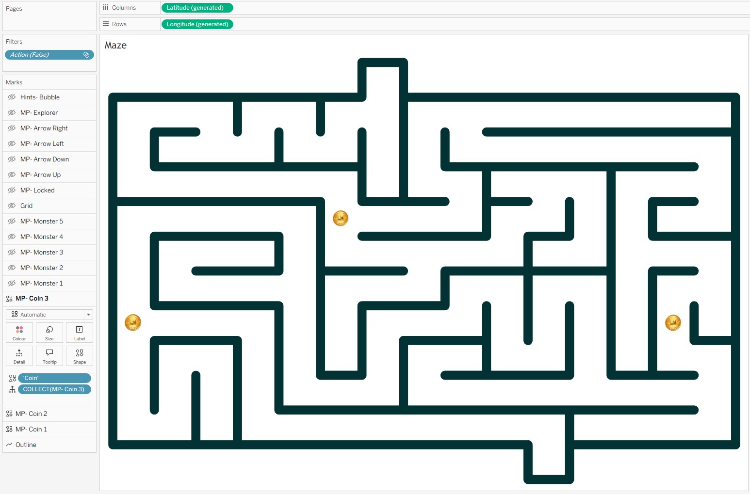 Escape the Maze -  treasure coin layers