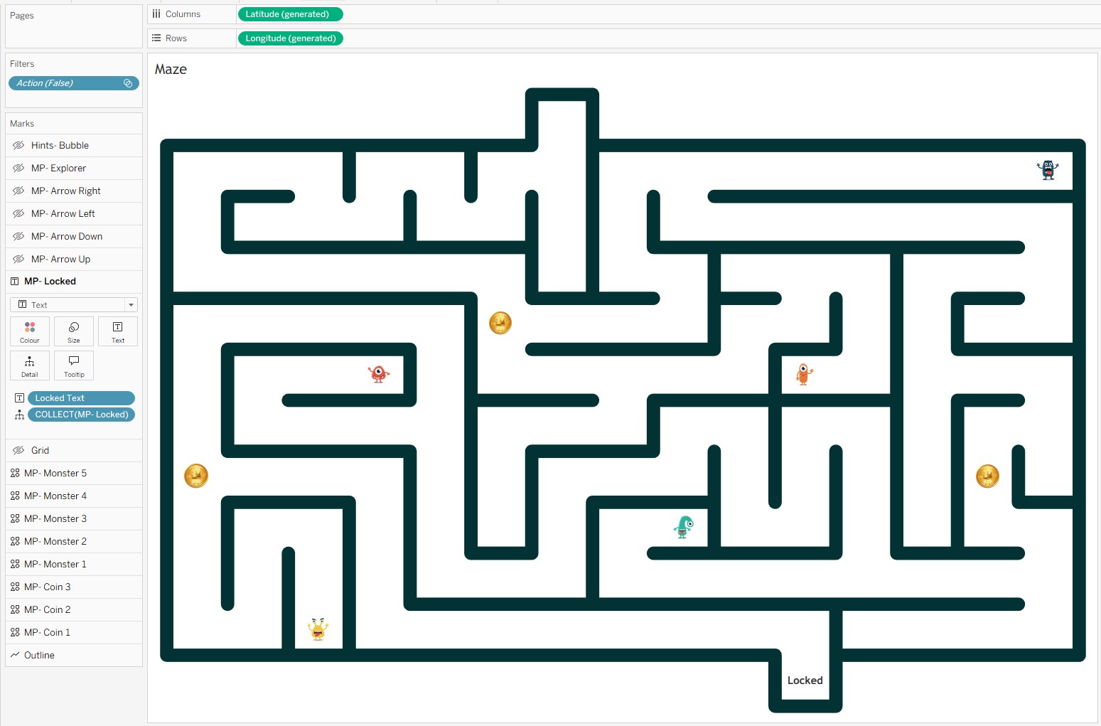 Escape the Maze -  exit lock status layer