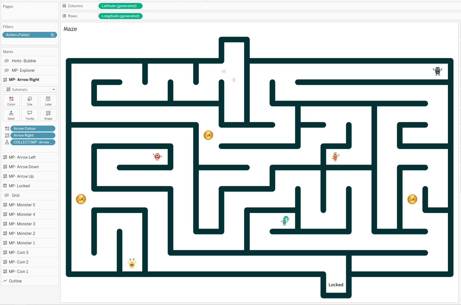 Escape the Maze -  guidance arrow layers